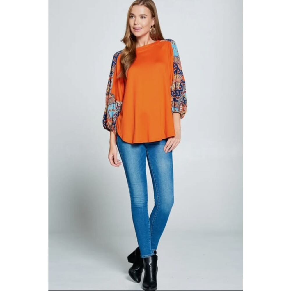 Emerald Collection - Patchwork Balloon Sleeve Tun… - image 2